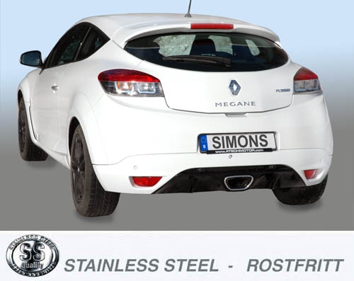 Simons Stainlesssteel Exhaustsystem Renault Megane III RS 250hp Model 2010-
